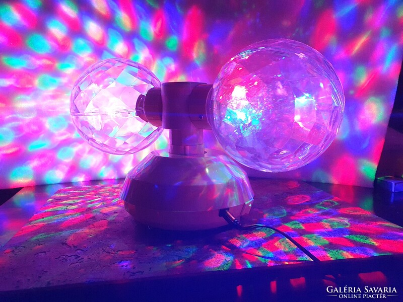 Fantasztikus retro dupla diszkógömb pörög s forog X4-life díszvilágítás neon party light a3