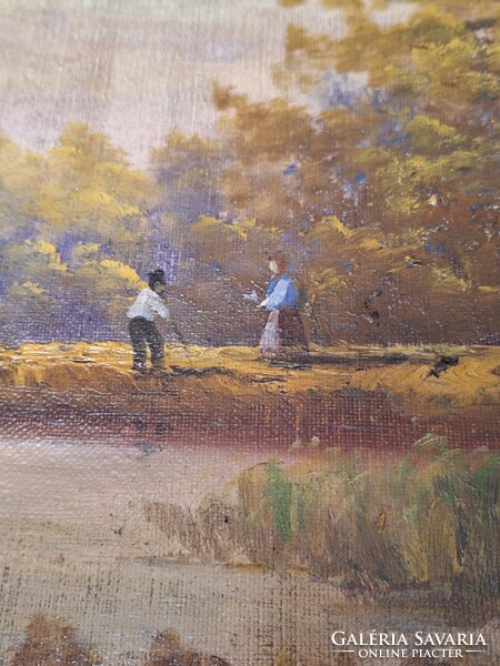 Antik JELZETT KUPCSÁNYI ??  FESTMÉNY 60x50 cm --ANTIK  KERETÉBEN