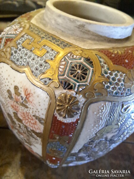 ANTIK JAPÁN SATSUMA PORCELÁN GYÖMBÉRTARTÓ PÁRBAN
