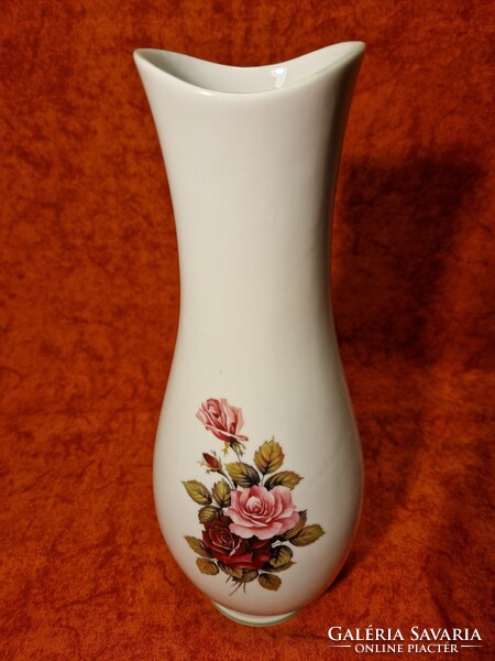 Hollóházi porcelán gyönyörű rózsás 31 cm magas váza