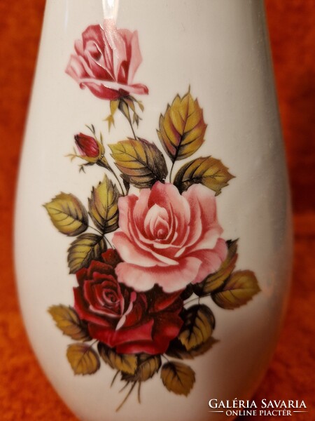Hollóházi porcelán gyönyörű rózsás 31 cm magas váza