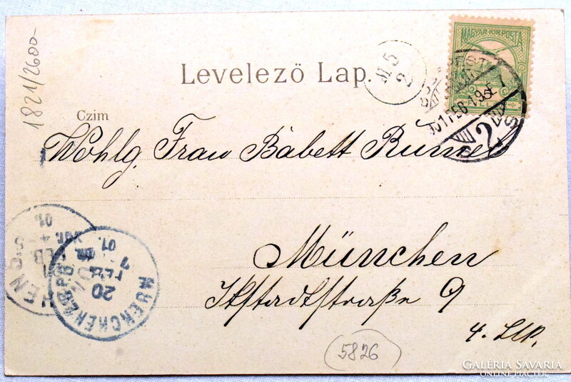 Budapest - Buda látképe a kir. várral - Ganz litho képeslap  1901