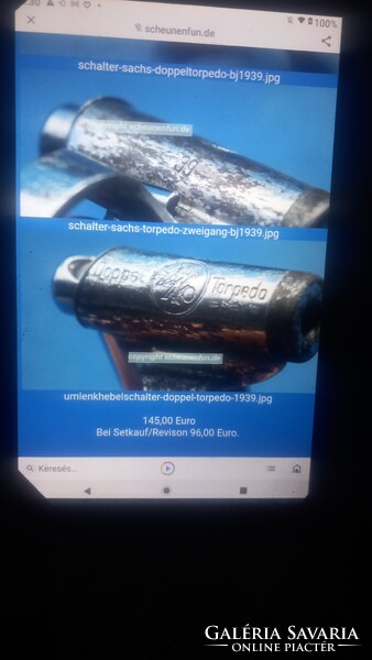 1941-es Sachs Torpedo kerékpár sebváltó karja