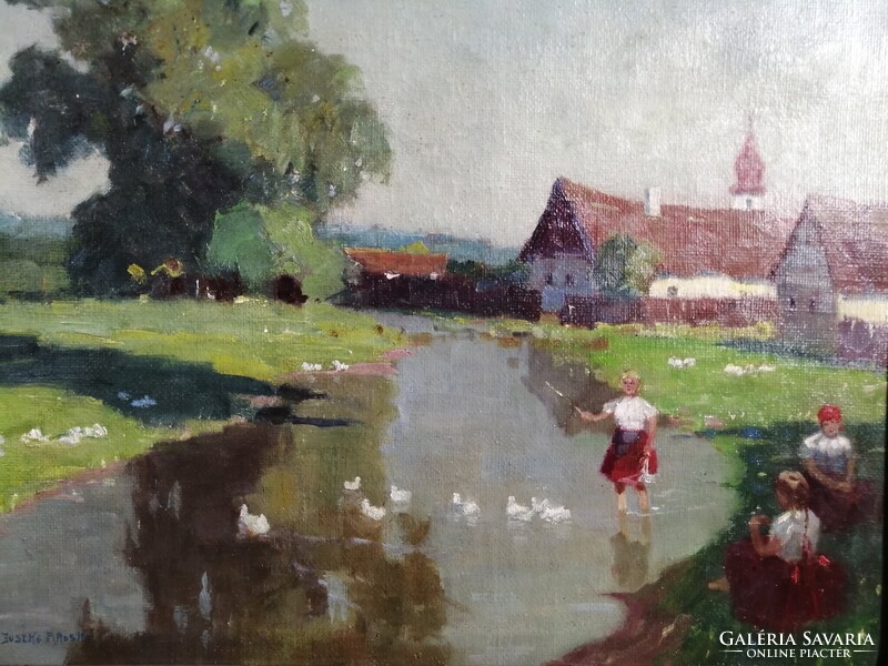 JUSZKÓ PIROSKA /1907-1999/ - LÁNYOK A FOLYÓPARTON