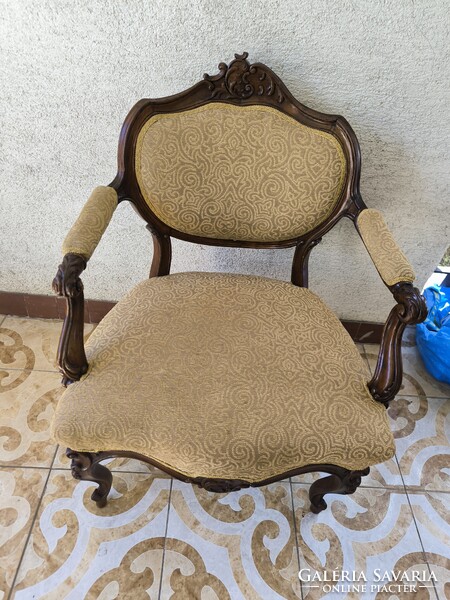 Antik Bécsi barokk rokokó stílusú káros szék fotel szép àllapotban dúsan faragott. Videó!!
