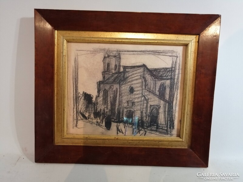 BERKI VIOLA /1932-2001/ - UTCARÉSZLET TEMPLOMMAL