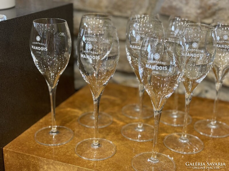 MANDOIS Champagne pezsgős készlet - kétpalackos jégveder és 12 kristálypohár - Esküvői ajándék szett