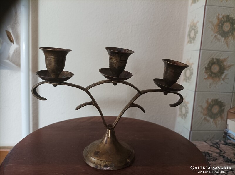 Három ágú réz gyertyatartó