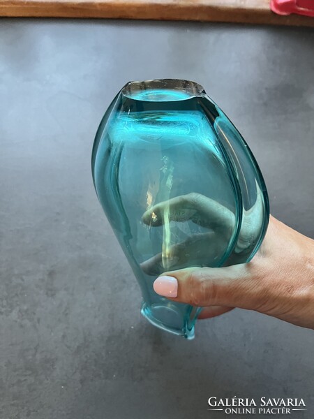 Csodás türkiz Miloslav Klinger üveg váza
