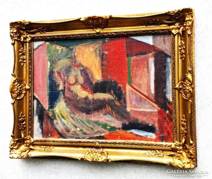 CZOBEL szignós festmény,50x70-s olaj,zsákvászon