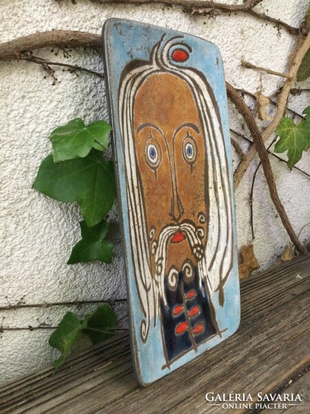 Pál Ferenc the Juhász beautiful, collector's retro ceramic wall plate wall decoration