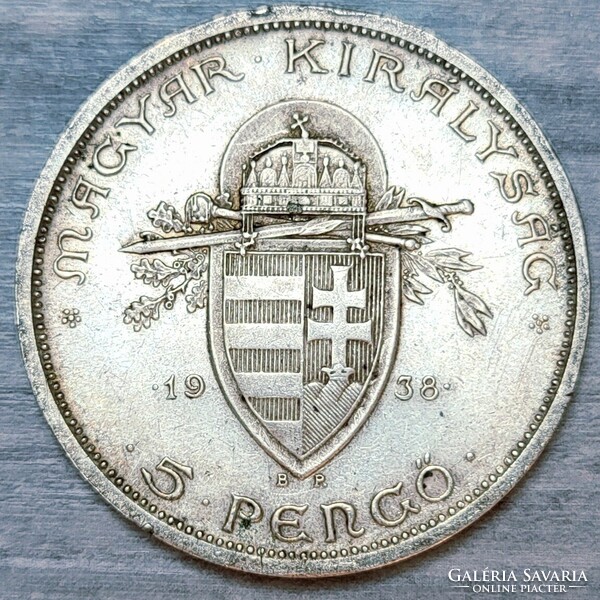 Szent István 5 Pengő 1938 (ezüst)
