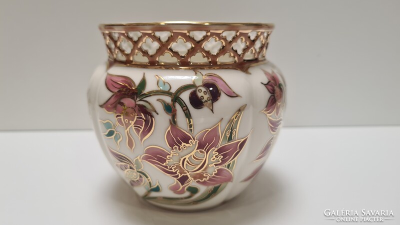 Zsolnay Liliom / Orchidea mintás kaspó #1958