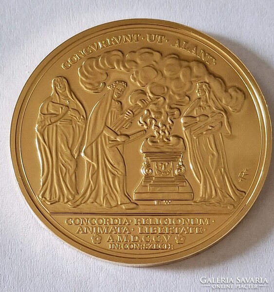 II.Rákóczi Ferenc aranydukát emlékérem utánveret  24 karátos aranyozással