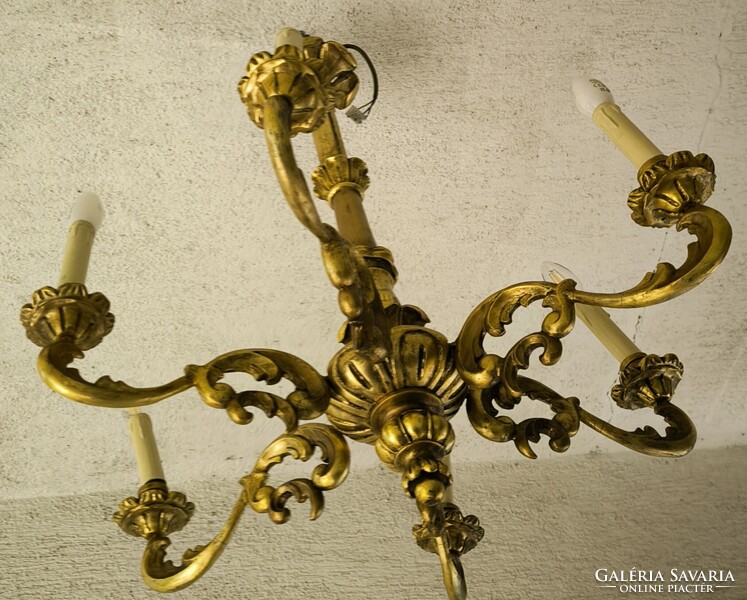 Csillár faragott fa Barokk rokokó stílusú Florentin tükör falikar mellé jellegű. Videó!!!