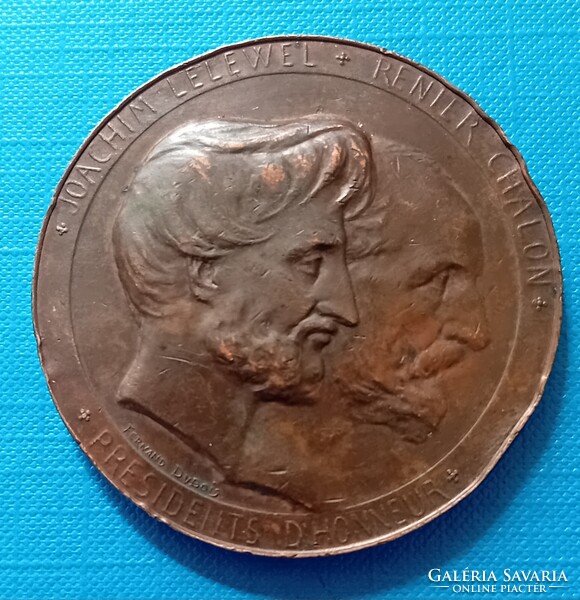 Ferdinánd Dubois:  Bronz érem a Brüsszeli numizmatikai egyesület , Lelewel és Chaon