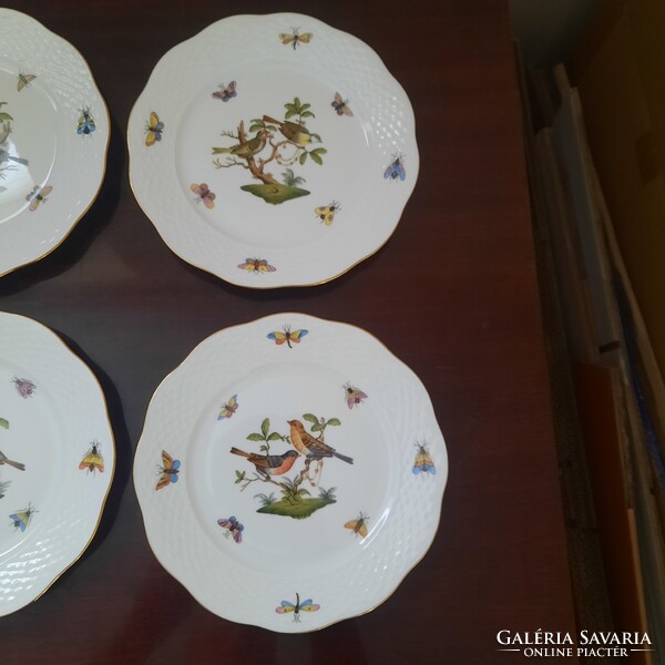 6 db Herendi Rothschild mintás porcelán süteményes tányér készlet