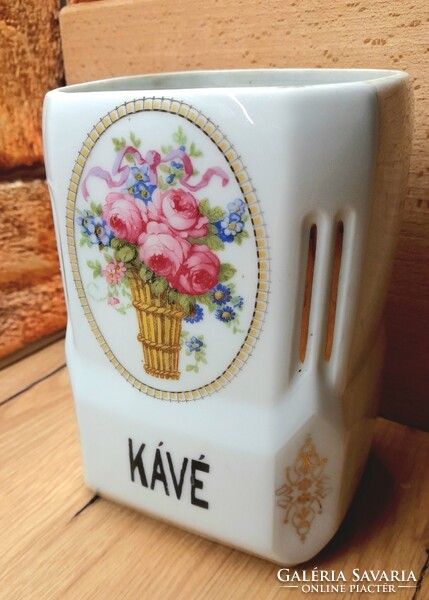 Antik porcelán nagyméretű kávétartó