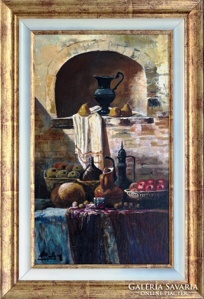AZ EZEREGYÉJSZAKA VARÁZSA: Adilov Alim, Bazár, 50x30 cm, olaj,vászon