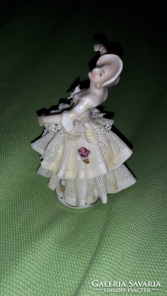Antik 19. sz jelzésű német porcelán Unterweissbach mini barokk Balerina figura 10 cm képek szerint