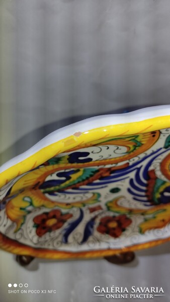 Jelzett eredeti Deruta Raffaellesco falidísz tál 23 cm átmérő  kínáló magas peremmel