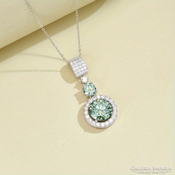 Moissanite 6 karátos Gyémánt Köves Nyaklánc 18K Aranyozott 925 Tiszta Ezüst +ajándékdoboz. Új!