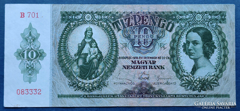10 Pengő 1936, VF.