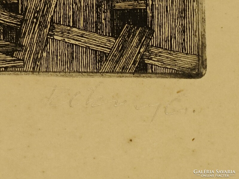 Rékassy Csaba rézkarc Készülődés a szegedi ünnepi játékokra