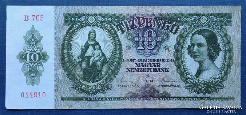 10 Pengő 1936, VF.
