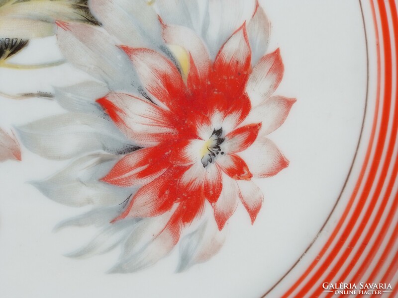 Nagyméretű régi Bavaria jelzett porcelán süteményes tál tányér dísztányér őszirózsa virág minta 27cm