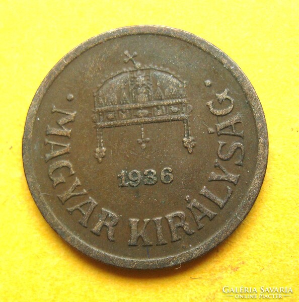 Magyar Királyság 2 fillér 1936 (T6)