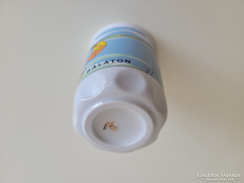 Retro régi Balatoni emlék Zsolnay porcelán bögre vitorlás mintás mid century Balaton szuvenír