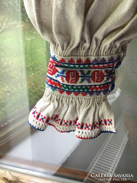 Régi natúr vászon lenvászon hímzett erdélyi paraszt ing blúz ümög