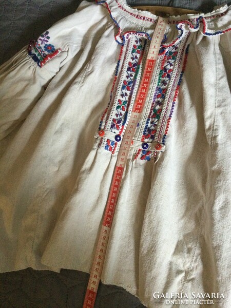 Régi natúr vászon lenvászon hímzett erdélyi paraszt ing blúz ümög