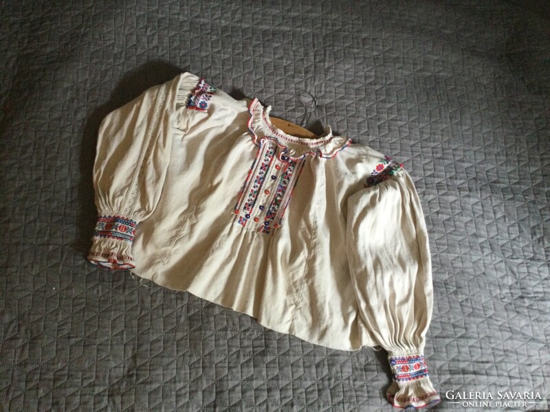 Régi natúr vászon lenvászon hímzett erdélyi paraszt ing blúz ümög