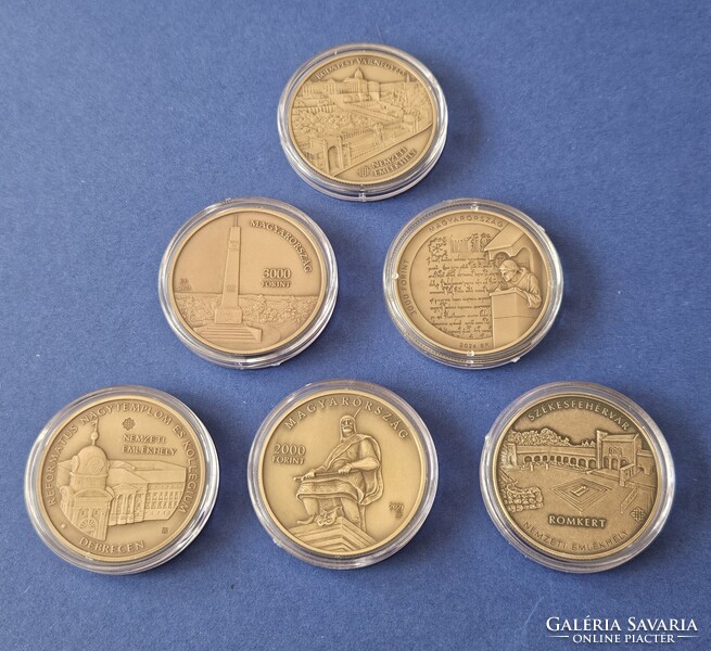 Nemzeti Emlékhelyek sorozat utolsó hat eleme bontatlan MNB csonagolásban, tájékoztató füzetekkel.