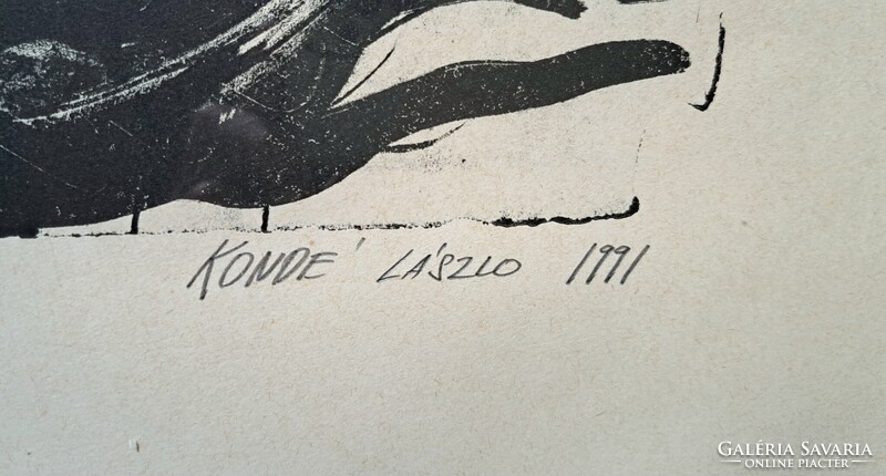 KONDÉ LÁSZLÓ GRAFIKA, RITKA! - győri festő, 1990-es évek - "West Ryde" Sydney, Ausztrália - modern