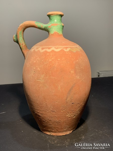 Régi arató korsó népi cserép 32 cm