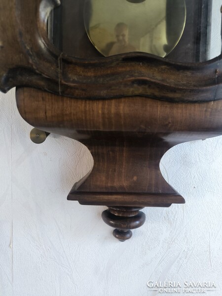Biedermeier hegedűtok Falióra, könyvtár óra 1800-as évek. Rövid ingàs ritkaság díszes ringgel !