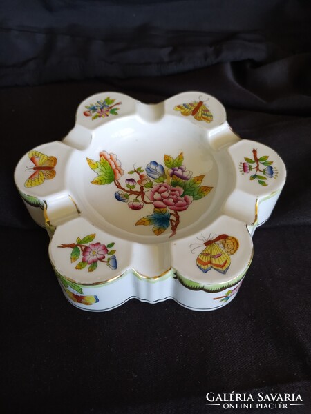 HERENDI VIKTÓRIA MINTÁS ASZTALI DÍSZ, GYŰRŰTARTÓ/HAMUTARTÓ, HIBÁTLAN JELZETT, 15 CM