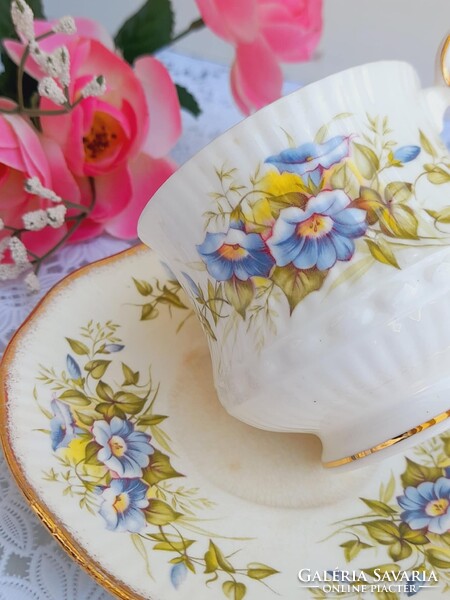 Angol finom csont porcelán virágmintás teás szett