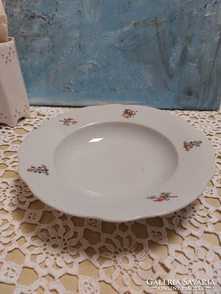 Zsolnay, régi ritka mély tányér, szép kapa-virág mintás