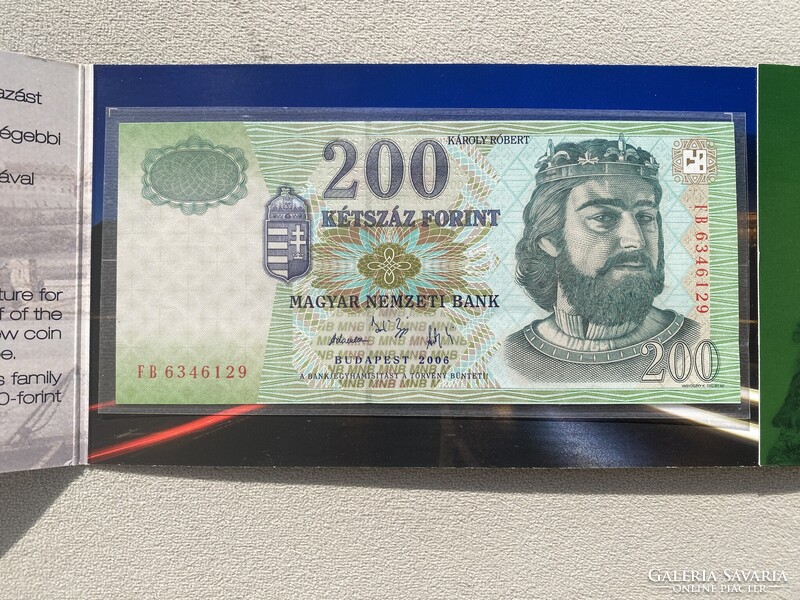 2009 200 Forint elsőnapi veret bliszter + 200 Forint UNC bankjegy, ALACSONY SORSZÁM: 00908
