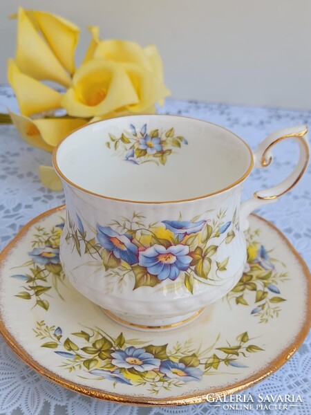 Angol finom csont porcelán virágmintás teás szett