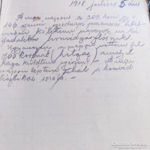 Első világháborús frontnapló-töredék 1918.