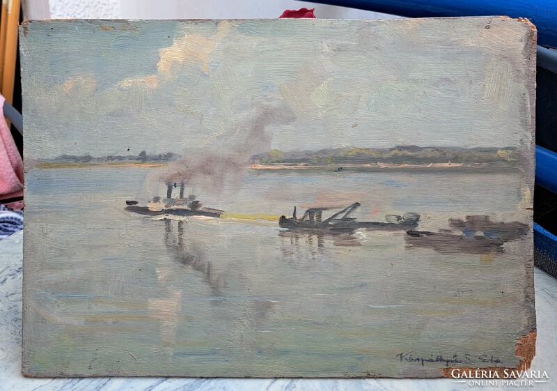 GŐZHAJÓ (olajfestmény) Schréder Etta (1895-1970) Kárpáthy Jenőné, Kárpáthyné - női festő