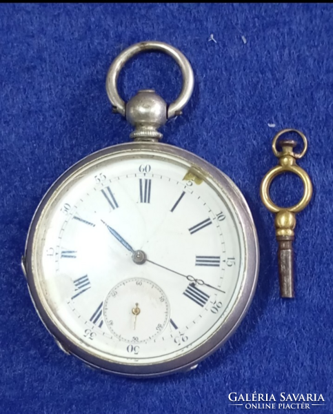 Amerikai kulcsos Ancrel 15 köves PM fémjeles ezüst zsebóra 1793 D: 45 mm .Működő