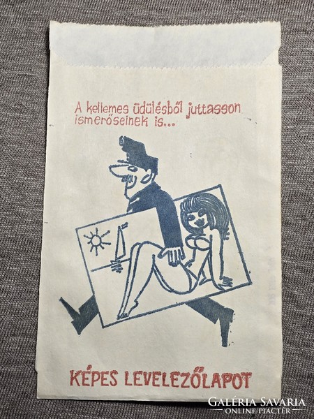 Ritka hajtatlan rajzos képesl﻿evelezőlap papír reklámtasak gyűjteményi db 19x12 cm