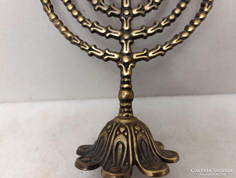 Hanuka gyertyatartó kis méretű réz menora menóra 9 ágú zsidó judaika hanukia Jerusalem 518 2967