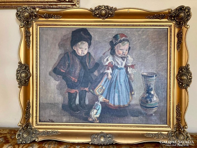 Boemm Ritta (1868-1948): Babák kacsával és vázával Két alkotása is megtalálható a Magyar Nemzeti Gal